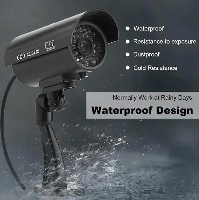 Alt view image 5 of 6 - Fake Security Camera, Dummy CCTV Surveillance System with Realistic Red Flashing Lights and Warning Sticker Indoor Outdoor Protect
