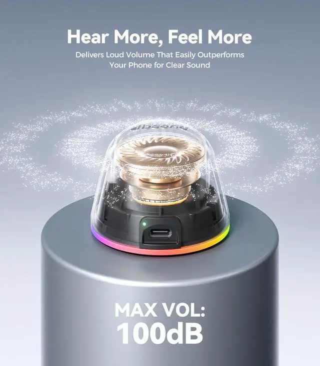 Alt view image 5 of 6 - 2 in 1 Portable Magnetic Bluetooth Speaker, Phone Stand, Black | Gifts for Adults Teens, Mini Speakers, IPX5 Waterproof, Loud Sound, 9 Light Modes, TWS, Home/Office/Travel Essentials