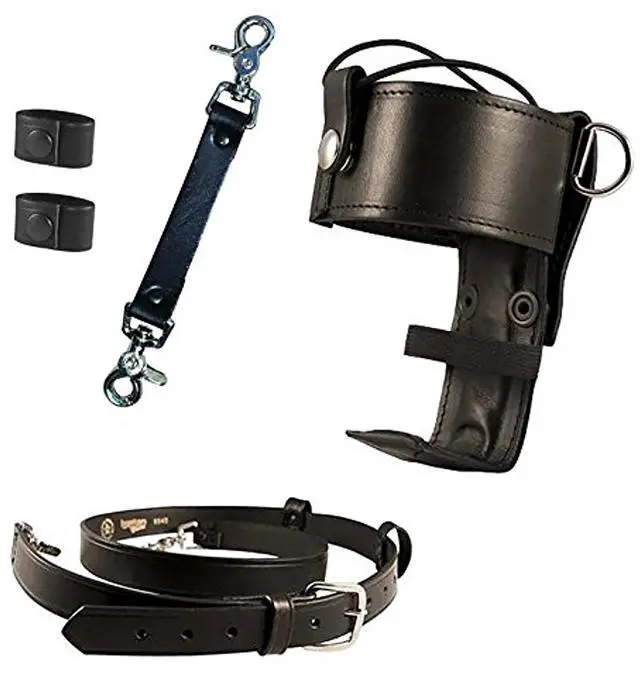 Main image of Firefighter's Bundle - Universal Radio Holder, Strap, & 2 Cord Keepers (Black, One Size, Leather) | Cord Keepers (Black, One Size, Leather)