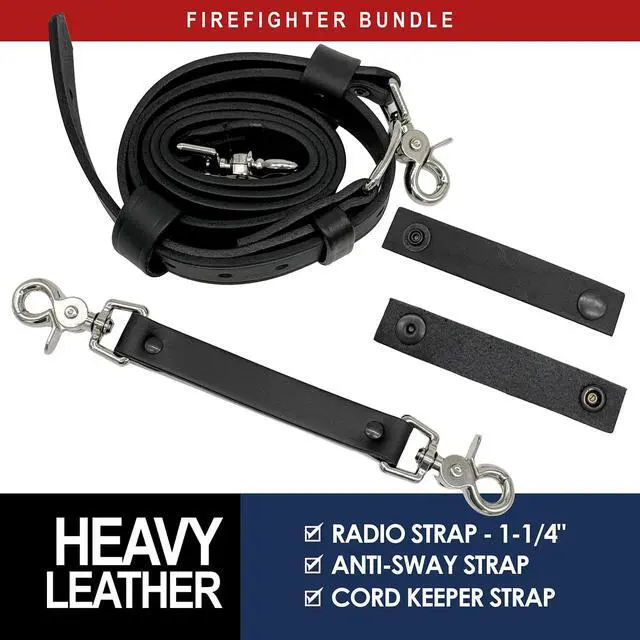 Alt view image 4 of 6 - Firefighter's Bundle - Universal Radio Holder, Strap, & 2 Cord Keepers (Black, One Size, Leather) | Cord Keepers (Black, One Size, Leather)