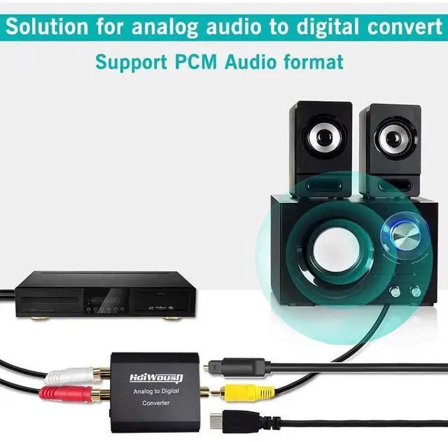 Alt view image 5 of 6 - Analog to Digital Audio Converter, RCA R/L or 3.5mm Jack AUX to Digital Coaxial Toslink Optical SPDIF Audio Adapter for PS4 Xbox HDTV DVD Headphone (Aluminum)
