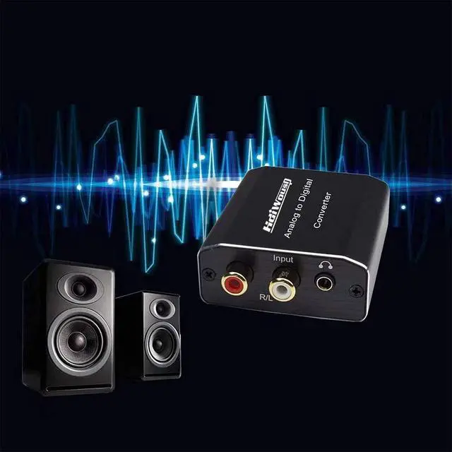 Alt view image 6 of 6 - Analog to Digital Audio Converter, RCA R/L or 3.5mm Jack AUX to Digital Coaxial Toslink Optical SPDIF Audio Adapter for PS4 Xbox HDTV DVD Headphone (Aluminum)