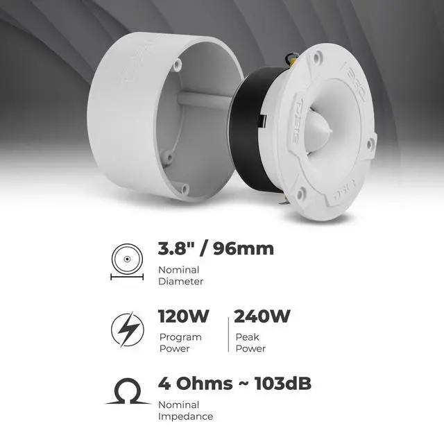 Alt view image 3 of 6 - NXL-T1 Marine 1 VC Waterproof Aluminum Bullet Tweeter 240W Max, 4 Ohms, Built in Crossover - Great for Boats, Motorsports, Motorcycle ATV UTV (2 Water Resistant Speakers)