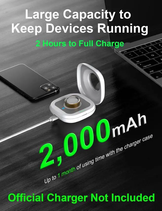 Alt view image 2 of 6 - Wireless Charging Case for Oura Ring 4 Charger, Portable Travel Charging Station Fits All-Sized Ring Gen 4 Dock, 50-Day Runtime (Case Only)