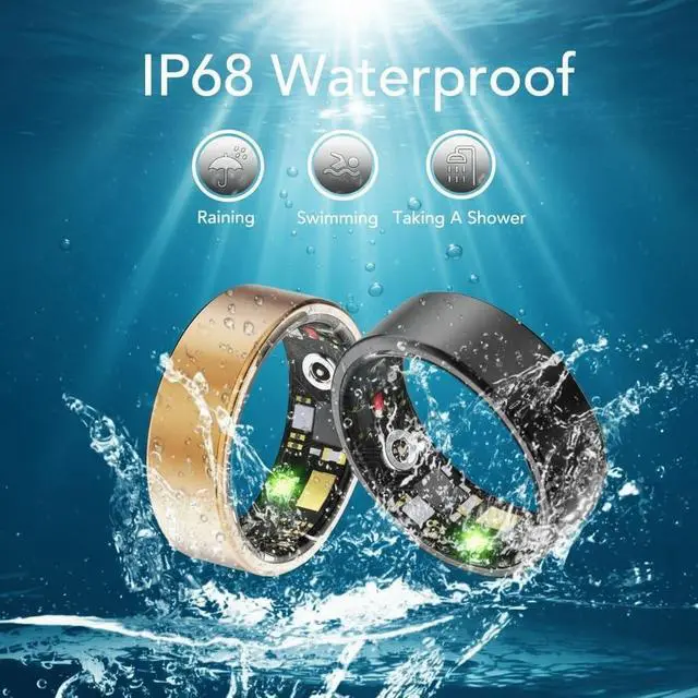 Alt view image 5 of 6 - Smart Health Ring for Men Women, Fitness Tracker Ring with Heart Rate Blood Pressure SpO2 Sleep Monitoring, 100+ Sports, Slim Stainless Steel IP68, No Subscription, iOS Android (Black, 9)