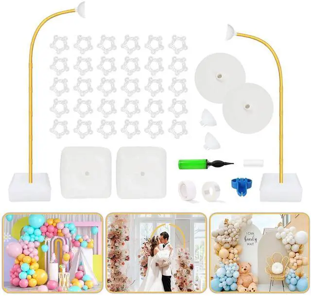 Main image of Half Arch Backdrop Stand for Party Adjustable Height Gold 8.2FT& 6FT | Bending Balloon Arch Stand Kits for Decorations Farme at Wedding, Party, Baby Showers, Birthdays, Graduations and More