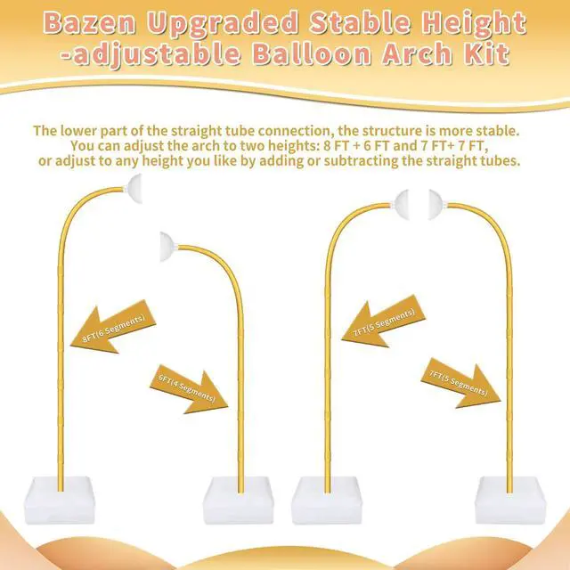 Alt view image 4 of 6 - Half Arch Backdrop Stand for Party Adjustable Height Gold 8.2FT& 6FT | Bending Balloon Arch Stand Kits for Decorations Farme at Wedding, Party, Baby Showers, Birthdays, Graduations and More
