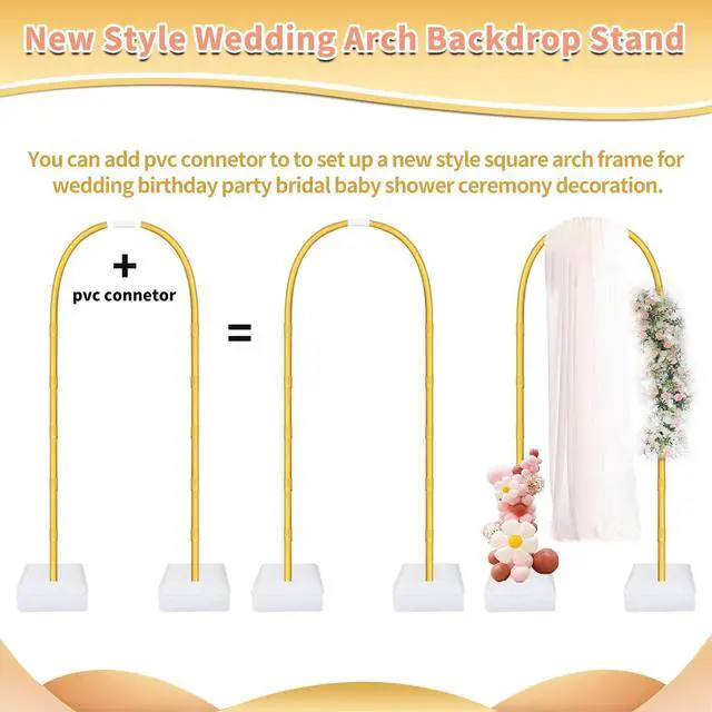 Alt view image 5 of 6 - Half Arch Backdrop Stand for Party Adjustable Height Gold 8.2FT& 6FT | Bending Balloon Arch Stand Kits for Decorations Farme at Wedding, Party, Baby Showers, Birthdays, Graduations and More