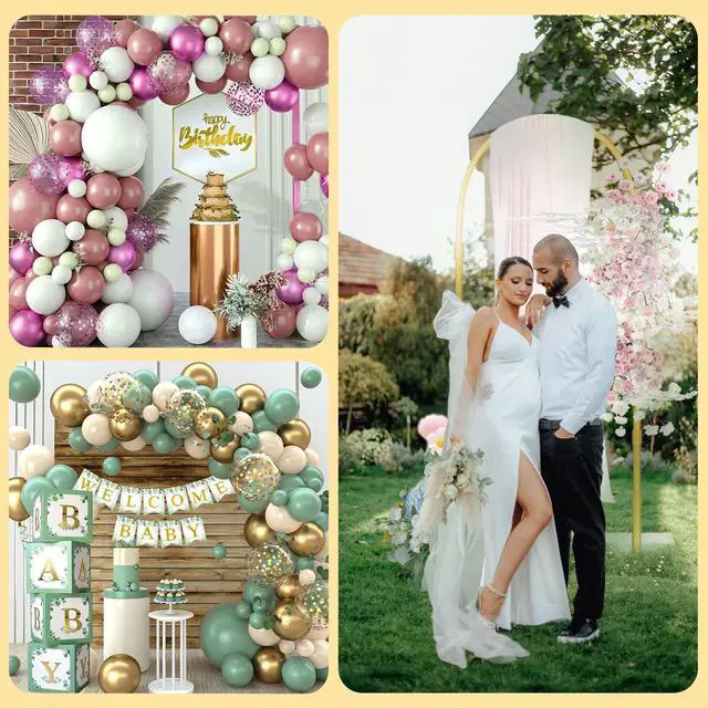Alt view image 6 of 6 - Half Arch Backdrop Stand for Party Adjustable Height Gold 8.2FT& 6FT | Bending Balloon Arch Stand Kits for Decorations Farme at Wedding, Party, Baby Showers, Birthdays, Graduations and More