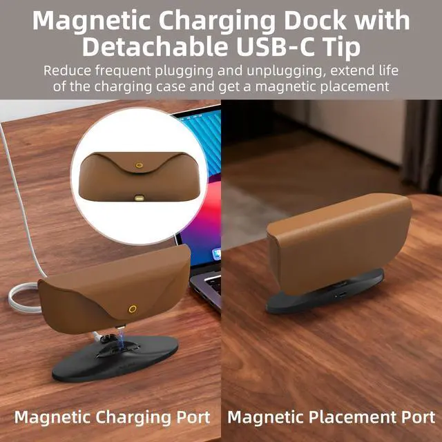 Alt view image 3 of 6 - HiBloks Magnetic USB-C Charging Dock for Ray-Ban Meta Glasses Charger Case | Magnetic USB-C Detachable Charger Stand, Smart Glasses Accessories for Meta Glasses Charging Case with 3.9FT USB-C Cable