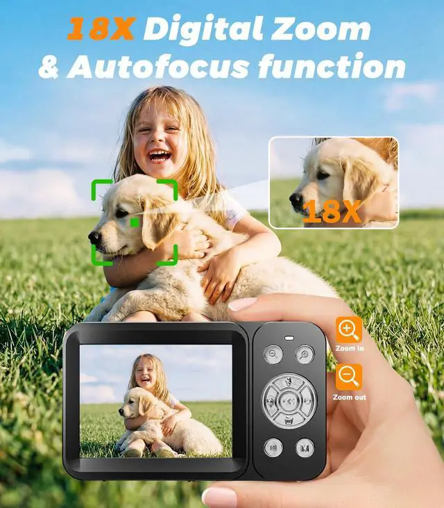 Alt view image 3 of 6 - 5K 80MP Digital Camera for Photography, Point and Shoot Vlogging Camera with Dual Screen, 18X Zoom & Auto Focus, Compact Camera for Kids Teens Beginners, IMX258 Sensor, Webcam Mode, Black