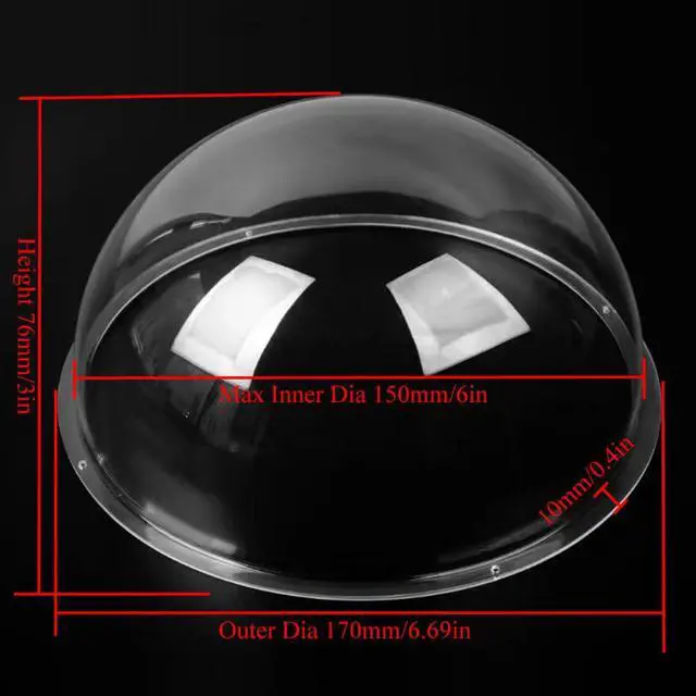 Alt view image 2 of 6 - 6inch/150mm Clear Acrylic CCTV Security Camera Dome House Cover | Replacement Indoor/Outdoor Surveillance Camera Dome Housing Cover,4 Holes Hemisphere Window Skylight ID150mm*H76mm/5.9*3in