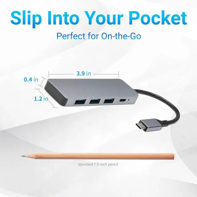 Alt view image 5 of 6 - USB 3.2/3.1 Gen 2 Multiport USB C Hub Dock, 10Gbps, USB-C to 1xUSB-C/3xUSB-A, Works with Windows/Mac, Silver, Black