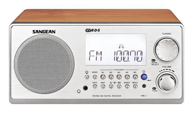 Alt view image 2 of 6 - WR-2 AM/FM-RBDS Wooden Cabinet Digital Tuning Radio (Walnut)