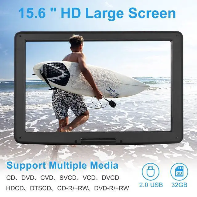 Alt view image 2 of 6 - 17.9" Portable DVD Player with 15.6" Large HD Screen, Black | High Volume Speakers, 6 Hours Battery DVD Player Portable, Support USB/SD Card/Sync TV, Region Free