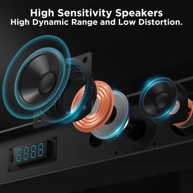 Alt view image 4 of 6 - 2.2ch Dolby Soundbar for Smart TV, 200W Peak Power, 6 Drivers - 2 SUBWOOFER/ 2 Tweeter Build-in, Deep Bass/Clear Voice, 3D Surround Speakers w/HDMI ARC/Opt/BT 5.3, TV/PC Sound Bar-35.4" Long