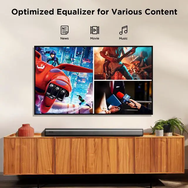 Alt view image 5 of 6 - 2.2ch Dolby Soundbar for Smart TV, 200W Peak Power, 6 Drivers - 2 SUBWOOFER/ 2 Tweeter Build-in, Deep Bass/Clear Voice, 3D Surround Speakers w/HDMI ARC/Opt/BT 5.3, TV/PC Sound Bar-35.4" Long