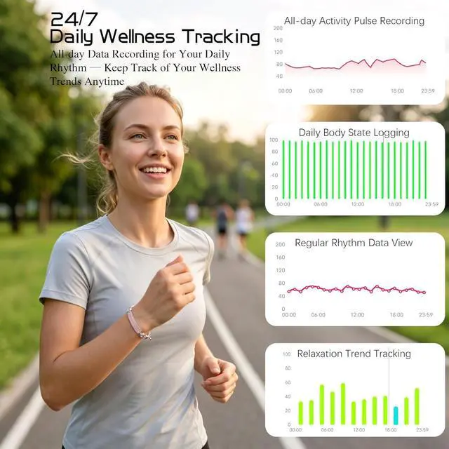 Alt view image 2 of 6 - 2-in-1 Crystal-Inlaid Smart Bracelet for Women, Jewelry Fitness Tracker with Heart Rate, Sleep & Cycle Tracking, IP68 Waterproof, Interchangeable Bands, Compatible with iOS & Android