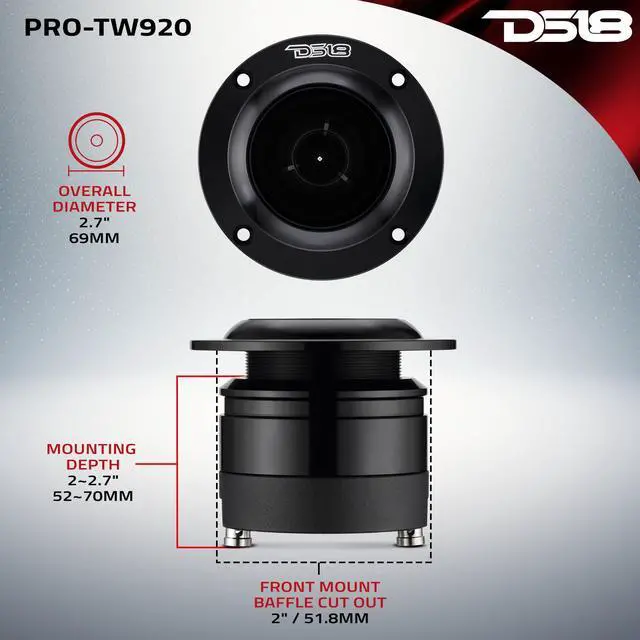 Alt view image 5 of 6 - Pro-TW920 Super Tweeter 1.4", Aluminum Frame and Diaphragm, 300W Max, 150W RMS, 4 Ohms, Built In Crossover - PRO Tweeters Are The Best In The Pro Audio and Voceteo Market (1 Speaker), New Model