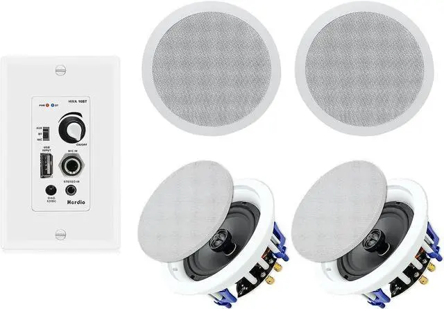 Main image of Home Audio Package in Wall Bluetooth Amplifier Volume Control Receiver Wall Plate with 6.5 Inch 640W Ceiling Speakers(2 Pairs)