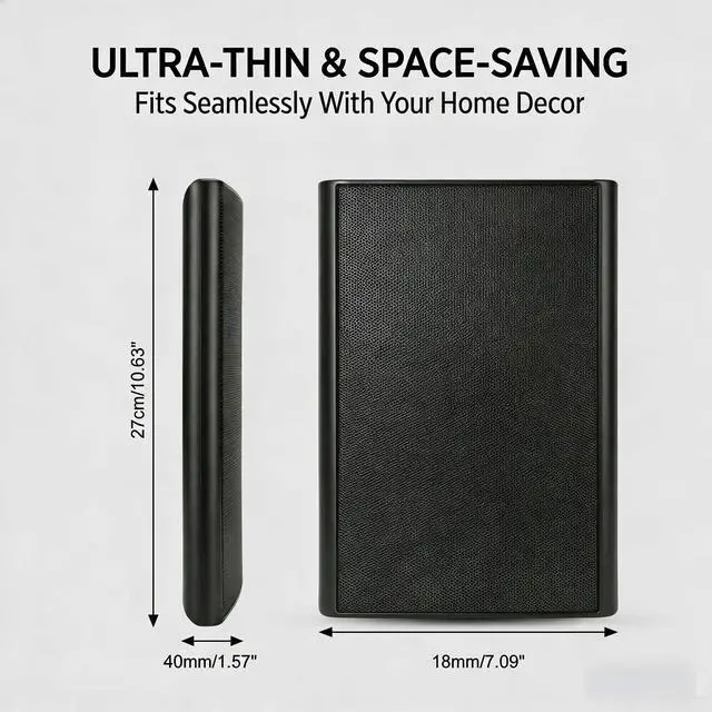 Alt view image 5 of 6 - 5.25" 240W Ultra-Slim Home Theater Wall Speakers (A Pair, Black) - Wall-Mountable Design with Crisp Clear Sound and Durable Construction for Immersive Home Entertainment