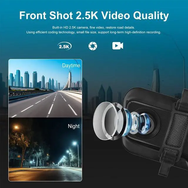 Alt view image 4 of 6 - 2.5K Rear View Mirror Dash Cam Backup Camera,in-Mirror Smart 9.66 Inch IPS Touch Screen Front&Rear Mirror Camera,Car Players Wireless CarPlay&Android Auto for Cars Trucks,Parking Monitoring,64GB Card