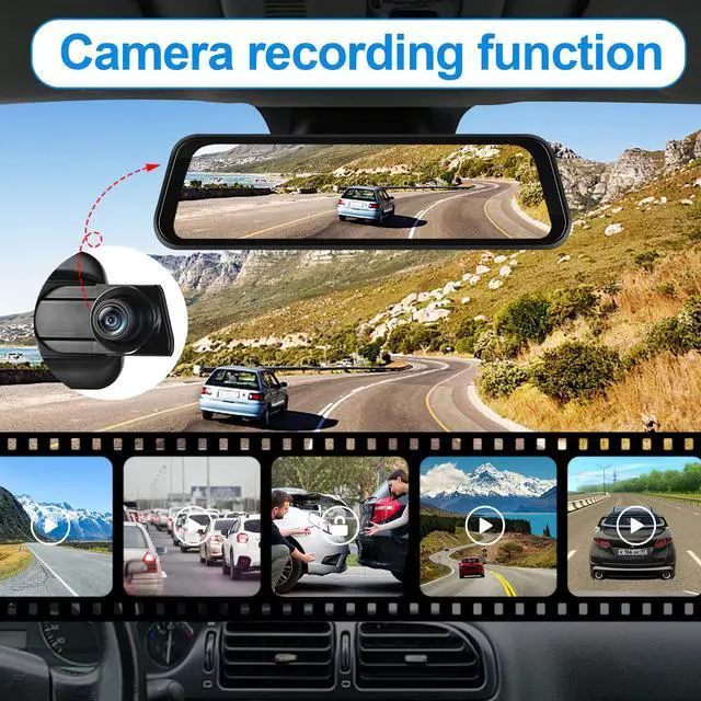 Alt view image 5 of 6 - 2.5K Rear View Mirror Dash Cam Backup Camera,in-Mirror Smart 9.66 Inch IPS Touch Screen Front&Rear Mirror Camera,Car Players Wireless CarPlay&Android Auto for Cars Trucks,Parking Monitoring,64GB Card