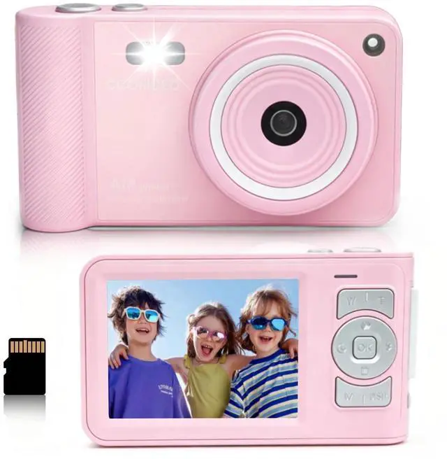 Main image of Digital Camera,Pink Digital Camera for Kids Teens 3-18, 50MP FHD 1080P Compact Camera with GB Card, 16X Zoom Anti-Shake,Webcam for PC,Christmas Birthday Gifts for Girl Boys 3-12, 13-18 Years Old
