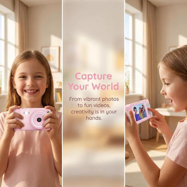 Alt view image 6 of 6 - Digital Camera,Pink Digital Camera for Kids Teens 3-18, 50MP FHD 1080P Compact Camera with GB Card, 16X Zoom Anti-Shake,Webcam for PC,Christmas Birthday Gifts for Girl Boys 3-12, 13-18 Years Old