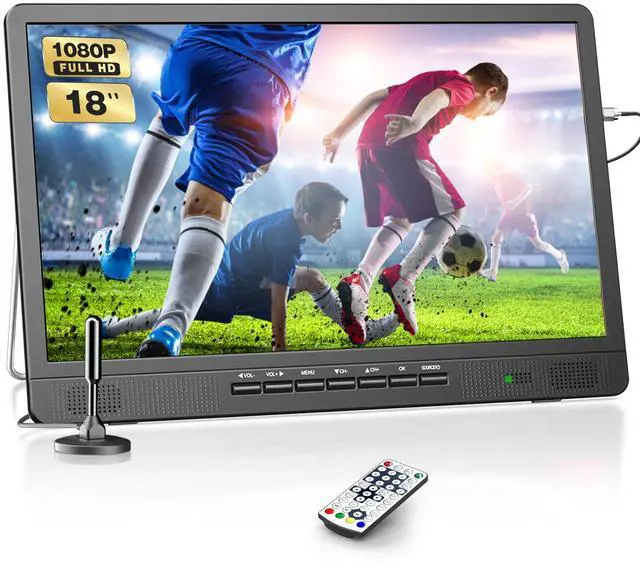 Main image of 18.2" Portable TV with Antenna, 1080P LED TV for Kitchen, Camping | Small TV with HDMI Input/AV Input/USB Port, for Bedroom, RV, Patio, Indoor/Outdoor