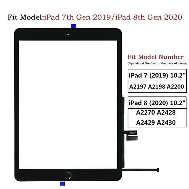 Alt view image 2 of 5 - for iPad 7 7th Generation/8 8th Generation Screen Replacement Touch Digitizer Glass 10.2" 2019/2020,for 7th 8th Gen A2197 A2198 A2200 A2270 A2428 A2429 A2430 Repair Kit + Home Button + Tools