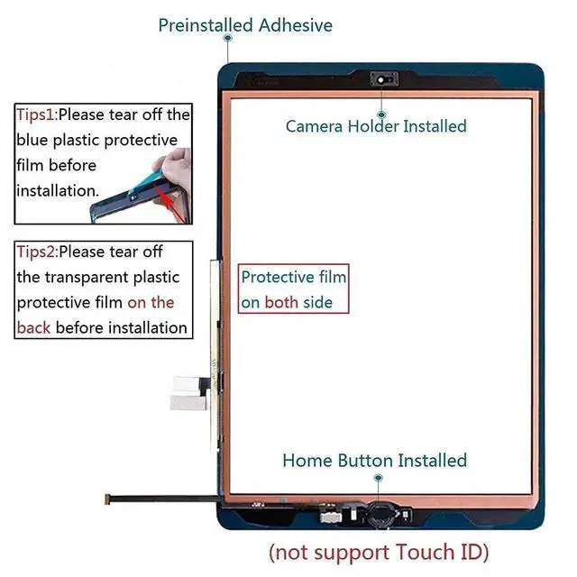 Alt view image 3 of 5 - for iPad 7 7th Generation/8 8th Generation Screen Replacement Touch Digitizer Glass 10.2" 2019/2020,for 7th 8th Gen A2197 A2198 A2200 A2270 A2428 A2429 A2430 Repair Kit + Home Button + Tools