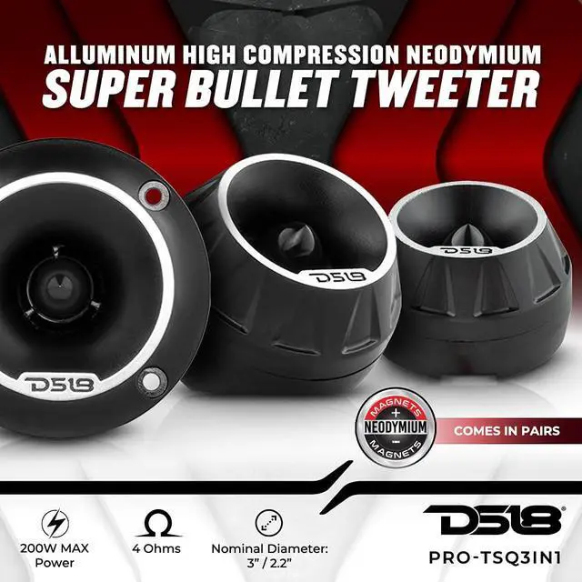 Alt view image 2 of 6 - PRO-TSQ3IN1 1" Aluminum High Compression Neodymium Bullet Tweeter - 3 in 1 Tweeter Surface/Flush/Angle, 200 Watts 4-Ohm