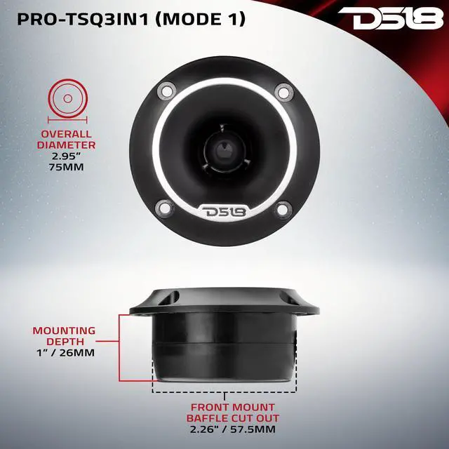 Alt view image 5 of 6 - PRO-TSQ3IN1 1" Aluminum High Compression Neodymium Bullet Tweeter - 3 in 1 Tweeter Surface/Flush/Angle, 200 Watts 4-Ohm