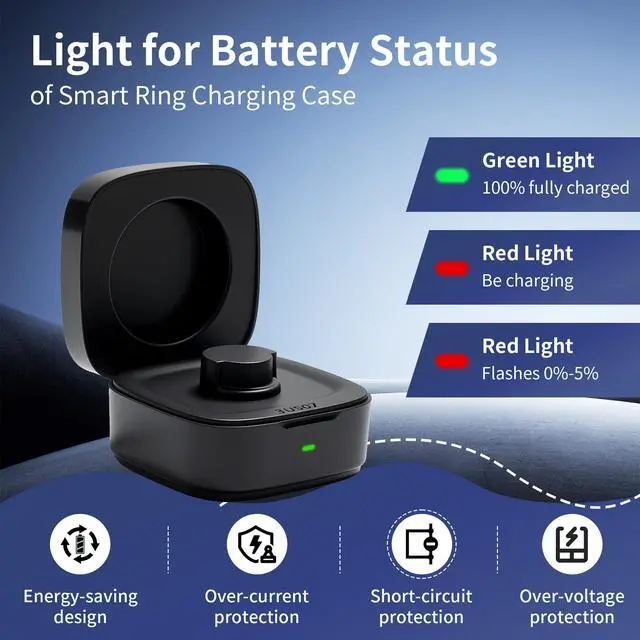 Alt view image 4 of 6 - Smart Rings Charger Case Only Compatible with Oura Ring Gen 3 Heritage/Horizon - Rings Charging Box with Indicator Light - Portable for Ring Storage, Travel, Prevent Scratches (Size 7)