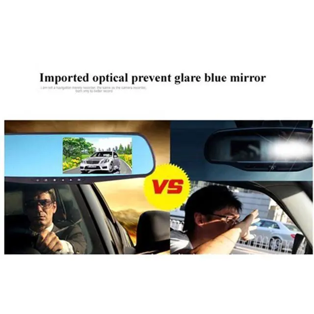 Alt view image 2 of 6 - Car DVR Rear View Mirror Video Recroder 4.3" inch Back Up Car Camera Dual Lens Cam Night Vision Front and Rear Backup Reverse Security for Car