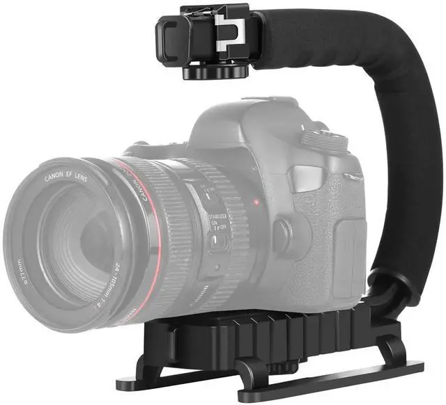 Main image of Video Action Handheld Stabilizer, U/C Shape Video Action Stabilizing Handle Grip with Cold-Shoe Mount for All Camera Action Camera Camcorder and Smartphones