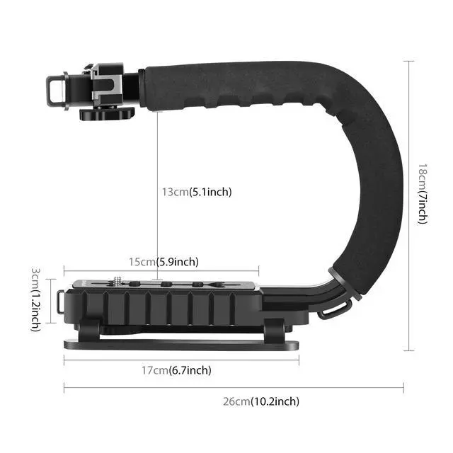 Alt view image 5 of 6 - Video Action Handheld Stabilizer, U/C Shape Video Action Stabilizing Handle Grip with Cold-Shoe Mount for All Camera Action Camera Camcorder and Smartphones