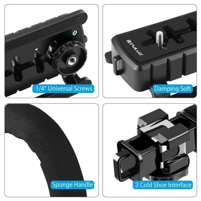Alt view image 6 of 6 - Video Action Handheld Stabilizer, U/C Shape Video Action Stabilizing Handle Grip with Cold-Shoe Mount for All Camera Action Camera Camcorder and Smartphones