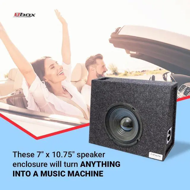 Alt view image 3 of 6 - Atrend 8" Single Universal Truck Style Vented Subwoofer Enclosure - Mitered & Dado End Panels - Premium Carpeted Finish, Silver Spring-Loaded Terminal & 5/8" MDF Construction- Upgrade Your Audio Setup