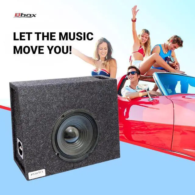 Alt view image 5 of 6 - Atrend 8" Single Universal Truck Style Vented Subwoofer Enclosure - Mitered & Dado End Panels - Premium Carpeted Finish, Silver Spring-Loaded Terminal & 5/8" MDF Construction- Upgrade Your Audio Setup