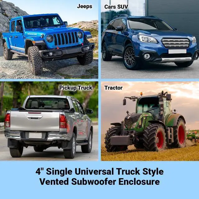 Alt view image 6 of 6 - Atrend 8" Single Universal Truck Style Vented Subwoofer Enclosure - Mitered & Dado End Panels - Premium Carpeted Finish, Silver Spring-Loaded Terminal & 5/8" MDF Construction- Upgrade Your Audio Setup