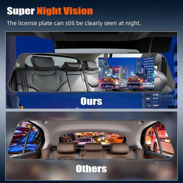 Alt view image 3 of 6 - Mirror Dash Cam for Cars,4.5 Inch Rear View Mirror 1080P Front and Rear View Dual Cameras,Super Night Vision,Parking Assistance,24H Parking Monitor,Waterproof Backup Camera