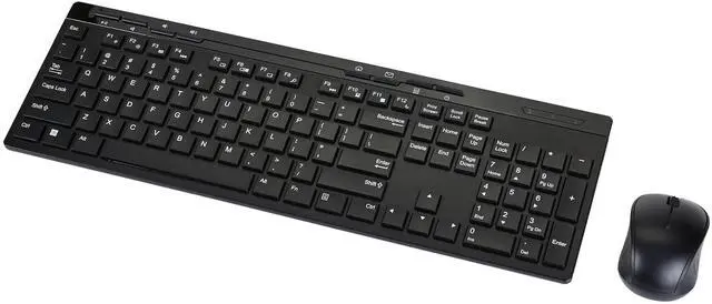 Main image of Wireless Keyboard and Mouse Combo, Full-Sized, QWERTY Layout, 2.4 GHz USB Plug & Play Receiver, Sleek Design, Black