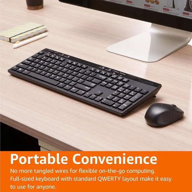 Alt view image 6 of 6 - Wireless Keyboard and Mouse Combo, Full-Sized, QWERTY Layout, 2.4 GHz USB Plug & Play Receiver, Sleek Design, Black