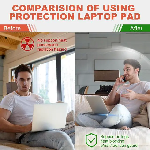 Alt view image 4 of 6 - EMF Radiation Shielding Laptop Pad - 12x16 Inch Heat Blocking Mat, Anti-Radiation & Heat Protection for Laptop, Notebook, Tablet Use on Lap, Office, Travel