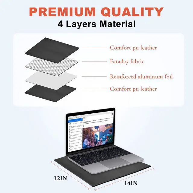 Alt view image 6 of 6 - EMF Radiation Shielding Laptop Pad - 12x16 Inch Heat Blocking Mat, Anti-Radiation & Heat Protection for Laptop, Notebook, Tablet Use on Lap, Office, Travel