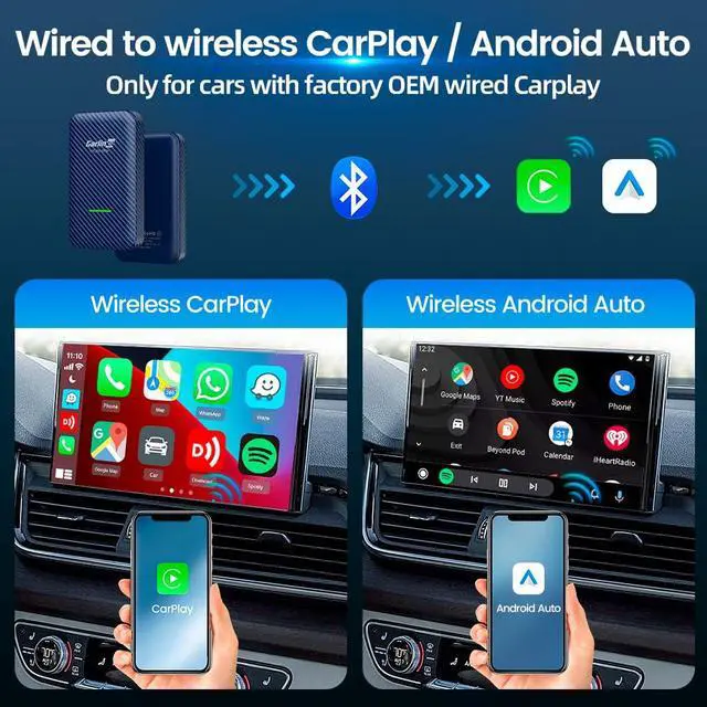 Alt view image 2 of 6 - 4.0 Wireless CarPlay Adapter, Enable Wireless Android Auto | Convert Wired CarPlay to Wireless, Plug & Play, Fast Connection, Retains OEM Controls & Mic, for Factory Wired CarPlay Cars