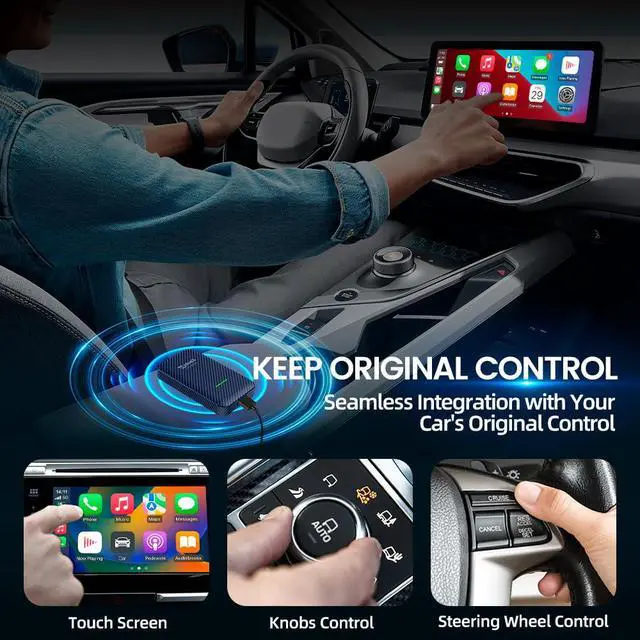 Alt view image 3 of 6 - 4.0 Wireless CarPlay Adapter, Enable Wireless Android Auto | Convert Wired CarPlay to Wireless, Plug & Play, Fast Connection, Retains OEM Controls & Mic, for Factory Wired CarPlay Cars