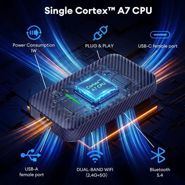 Alt view image 6 of 6 - 4.0 Wireless CarPlay Adapter, Enable Wireless Android Auto | Convert Wired CarPlay to Wireless, Plug & Play, Fast Connection, Retains OEM Controls & Mic, for Factory Wired CarPlay Cars